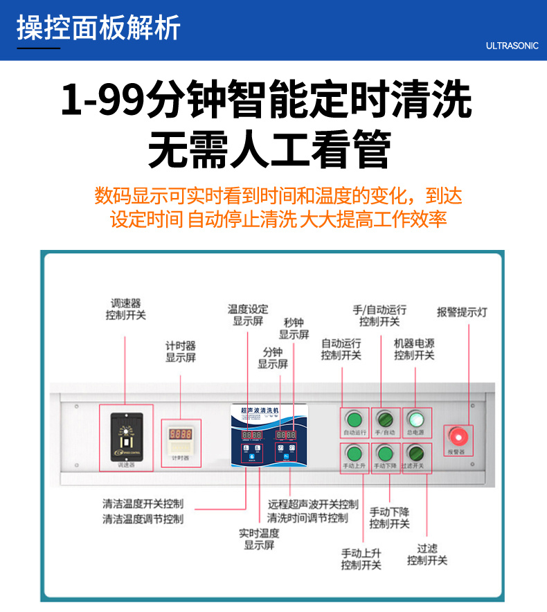 135L 1800W冠博仕GM36135SL單槽超聲波清洗機(jī)帶過濾循環(huán)升降系統(tǒng)