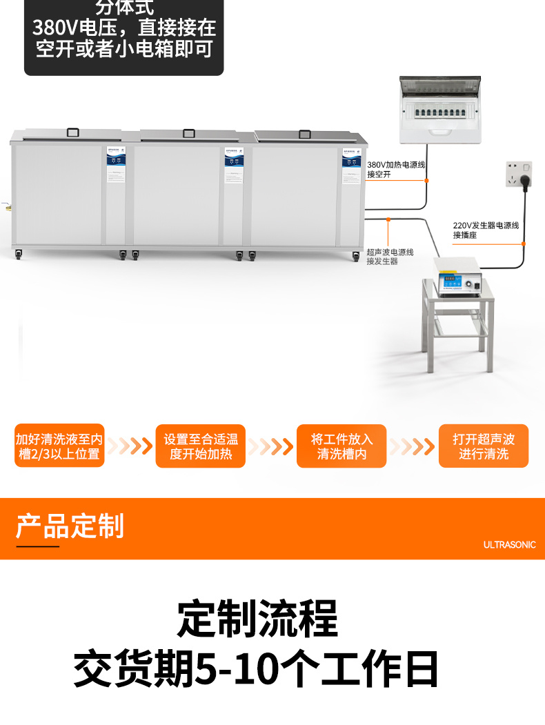 冠博仕GF36135HL三槽超聲波清洗機 | 135L / 1800W | 工業級過濾漂洗烘干設備 五金模具汽修零件強力除油除銹