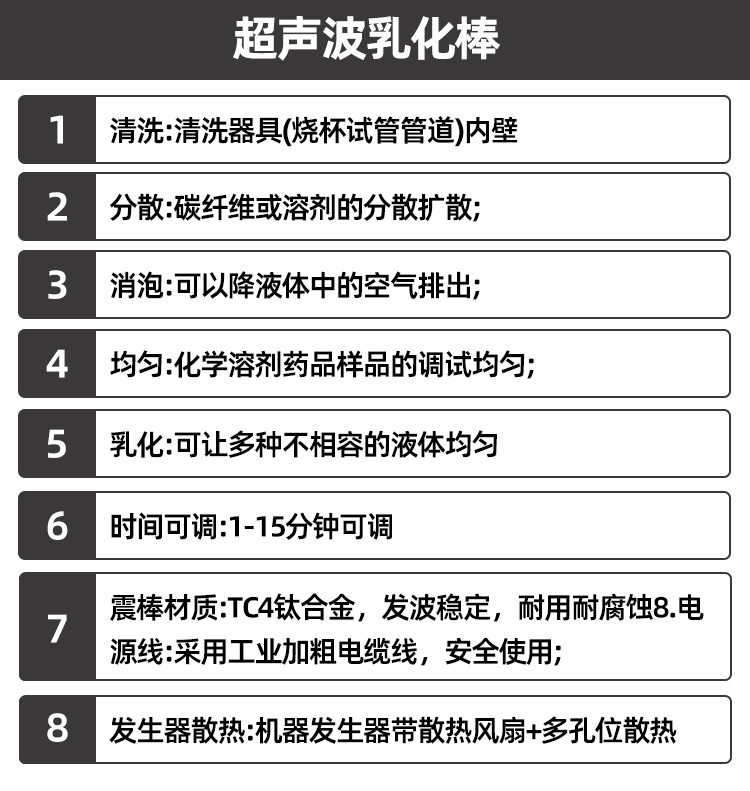 冠博仕GR-2200超聲波均質棒 | 2000W 20kHz 鈦合金探頭 可持續長時間工作